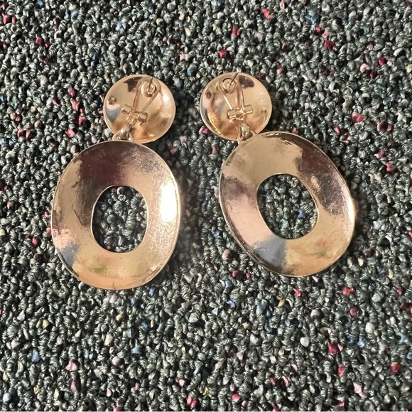 ZARA Off-White Cream & Colorful Gemstone Oval Dangle Statement Earrings Jewelry - Picture 7 of 12